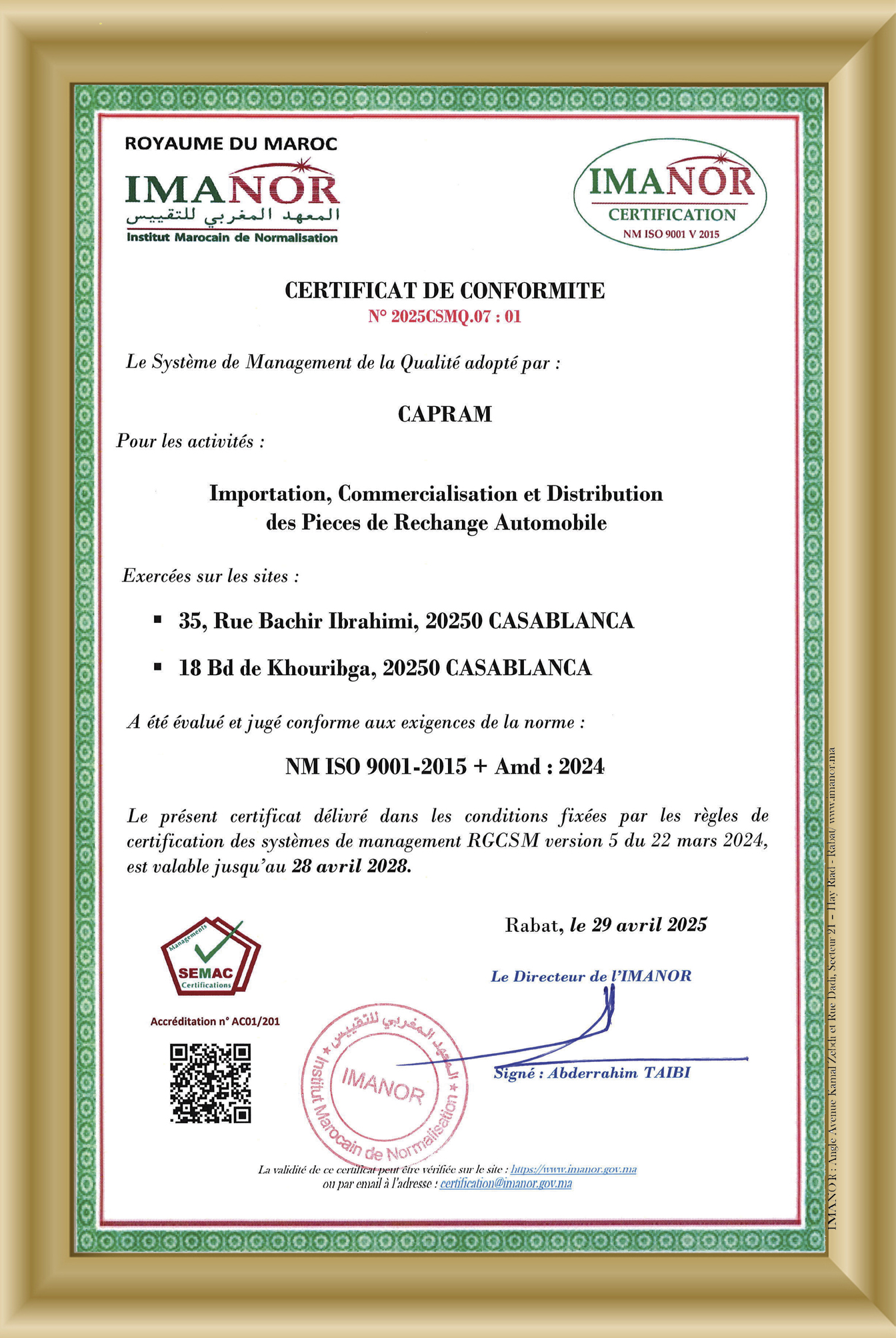 imanor certif